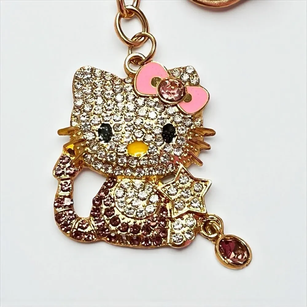 Purple And Clear Crystal Hello Kitty Scorpion Keychain Bag Charm